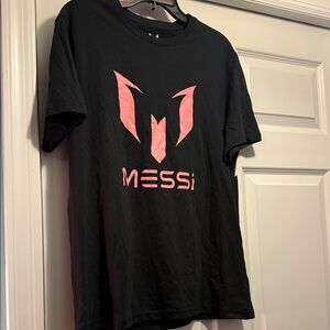Black T-Shirt with Pink Messi Collection Logo NWT Size Large